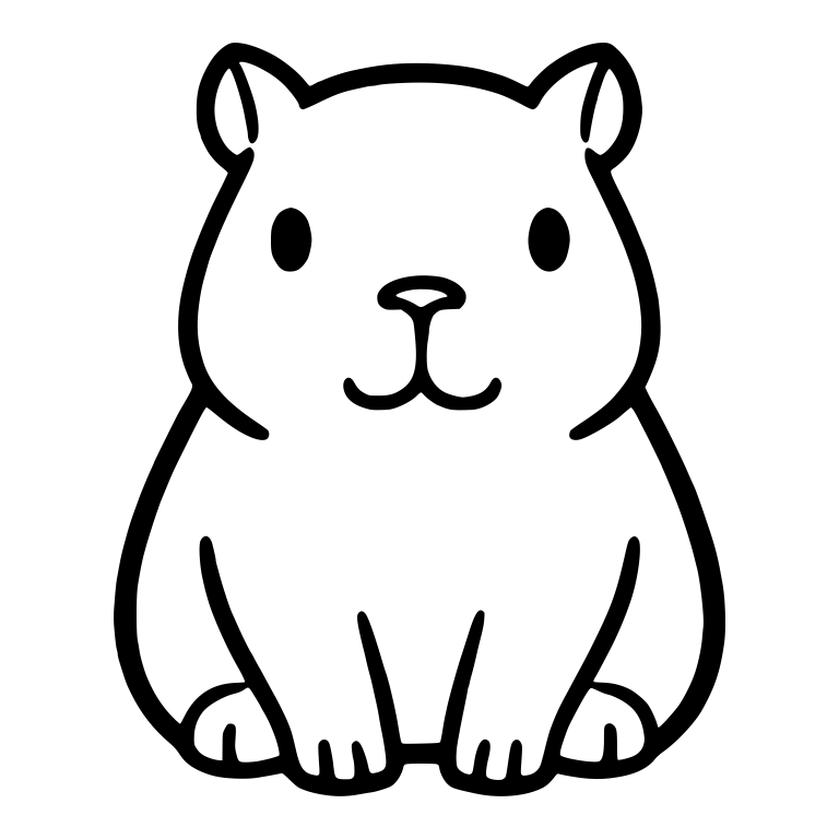 Smiling Capybara Sitting Front View With Pointed Ears — free animal SVG cut file