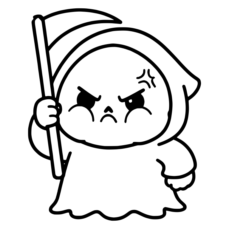 Mad Little Reaper With Scythe and Anger Mark — free characters SVG cut file