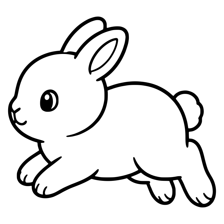 Kawaii Bunny Leaping Mid-Hop Side View — free animal SVG cut file