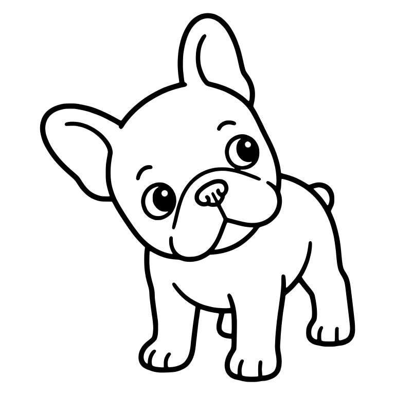 Standing French Bulldog Puppy Tilting Its Head — free animal SVG cut file