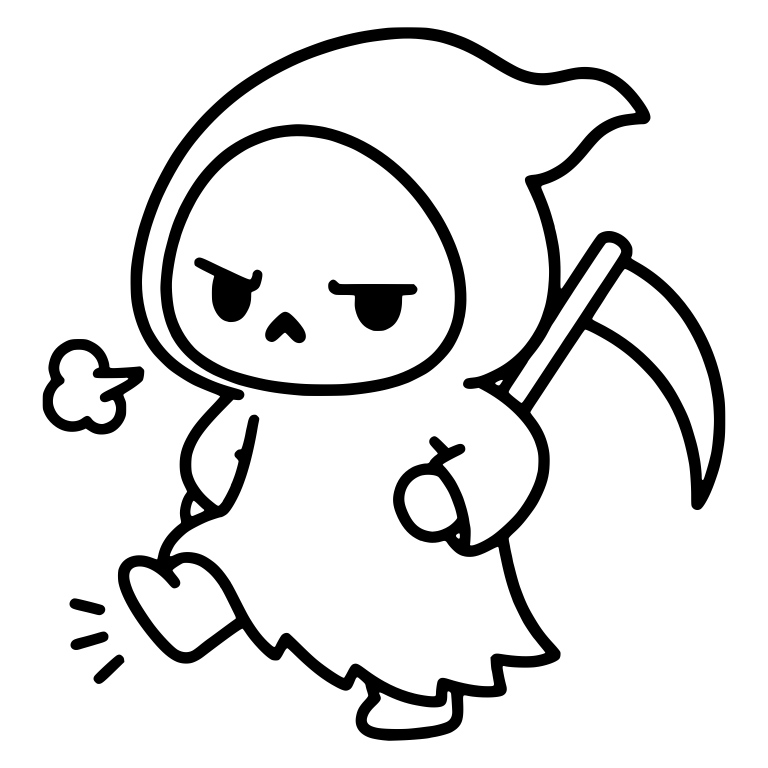 Irritated Grim Reaper Huffing And Stomping With Scythe — free characters SVG cut file