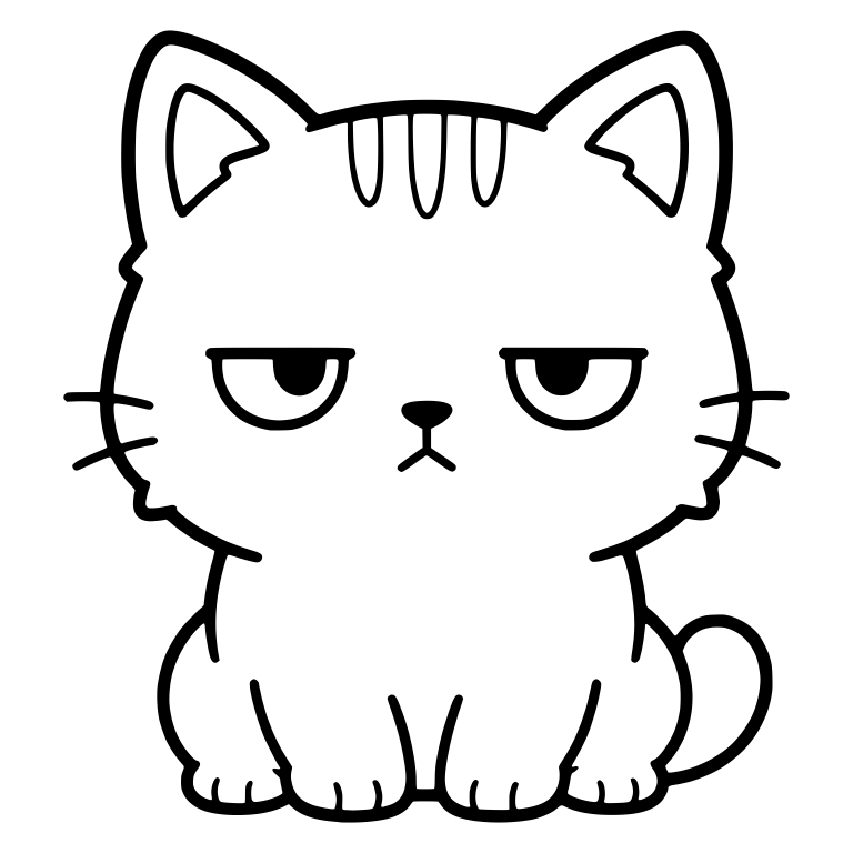 Unimpressed Tabby Kitten Sitting With Tail Curl — free animal SVG cut file