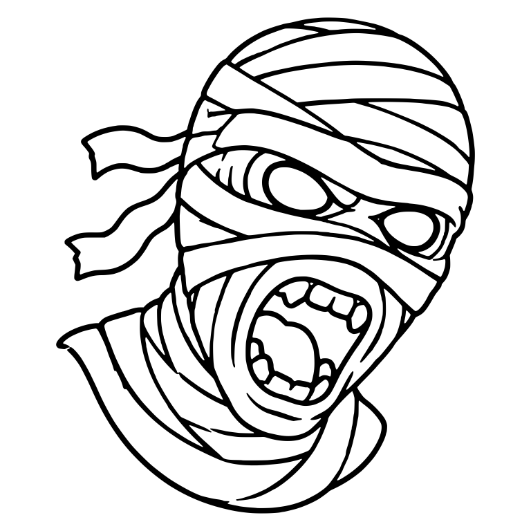 Shrieking Mummy Head Turned Right With Flying Head Tails — free fantasy-creature SVG cut file