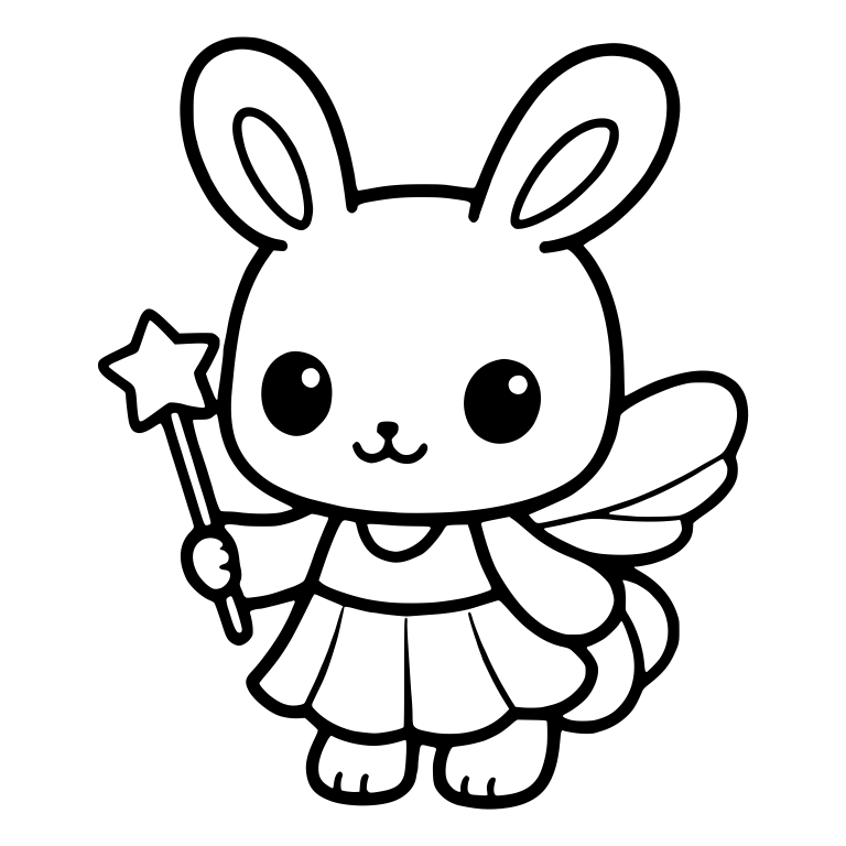 Fairy Bunny in a Skirt Holding a Star Wand — free animal SVG cut file