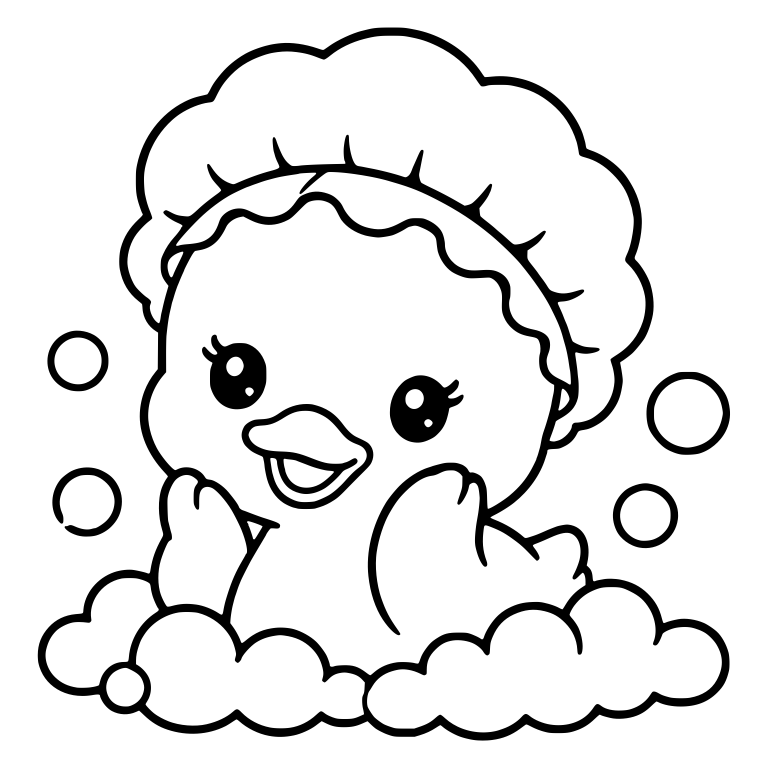 Eyelash Duckling in Shower Cap With Foam — free animal SVG cut file