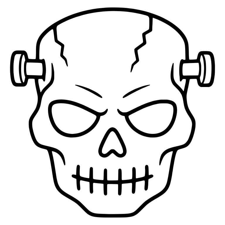 Cracked Skull With Frankenstein Neck Bolts — free skeleton SVG cut file