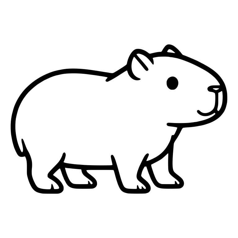 Capybara Standing Facing Right With Bold Thick Outline — free animal SVG cut file