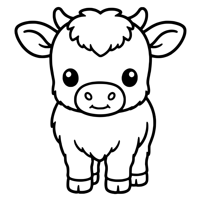 Front-Facing Calf With Tiny Horns and Fluffy Chest — free animal SVG cut file