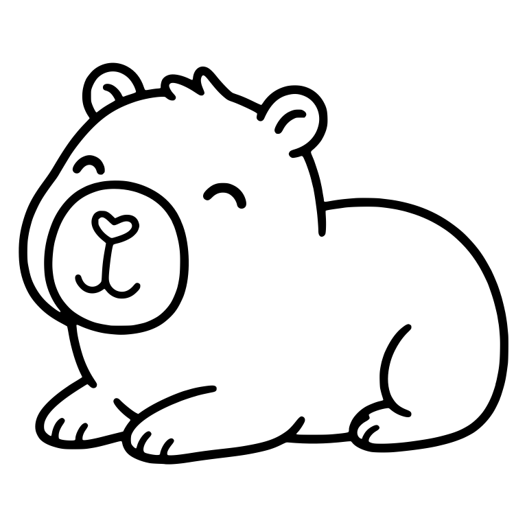 Smiling Capybara Lying Down With Paws Forward — free animal SVG cut file
