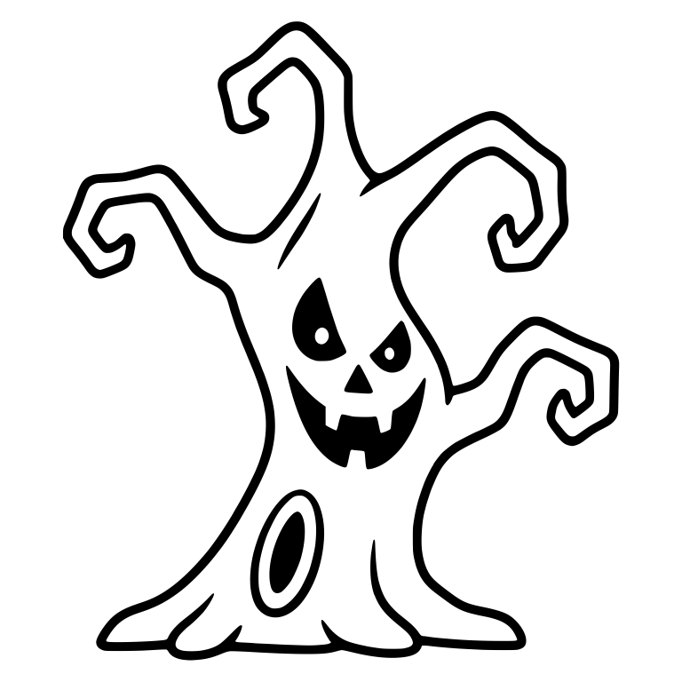 Grinning Haunted Tree With Curled Claw Branches — free floral SVG cut file