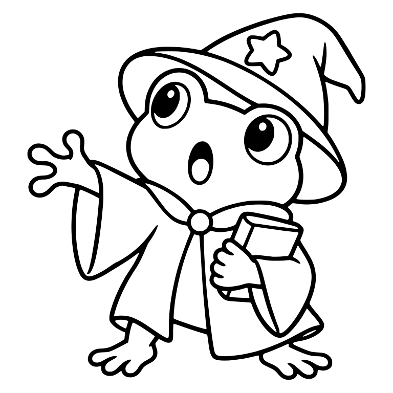 Surprised Frog Wizard Holding Thick Book — free animal SVG cut file