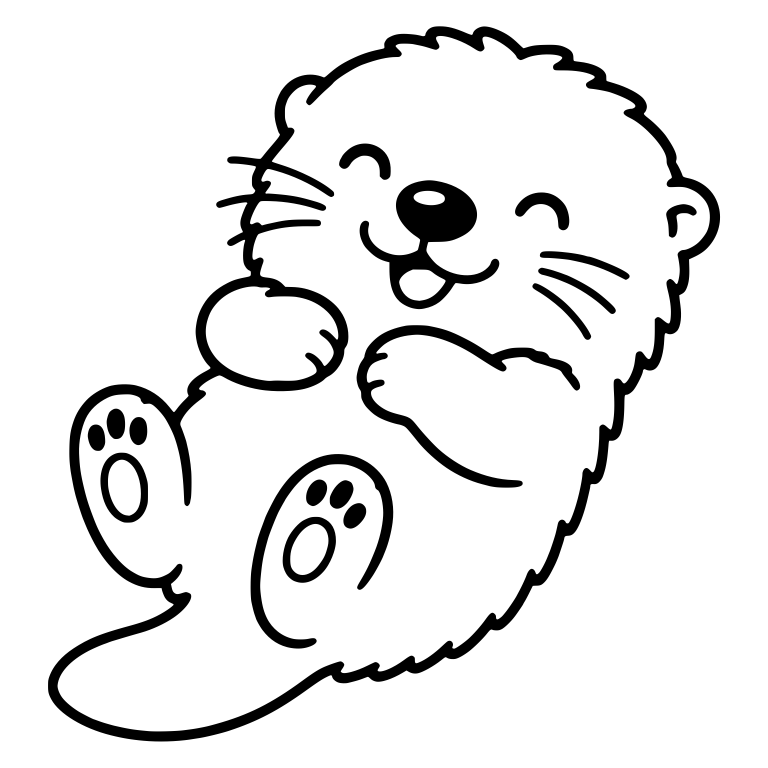 Fluffy Kawaii Otter Laughing on Its Back — free animal SVG cut file