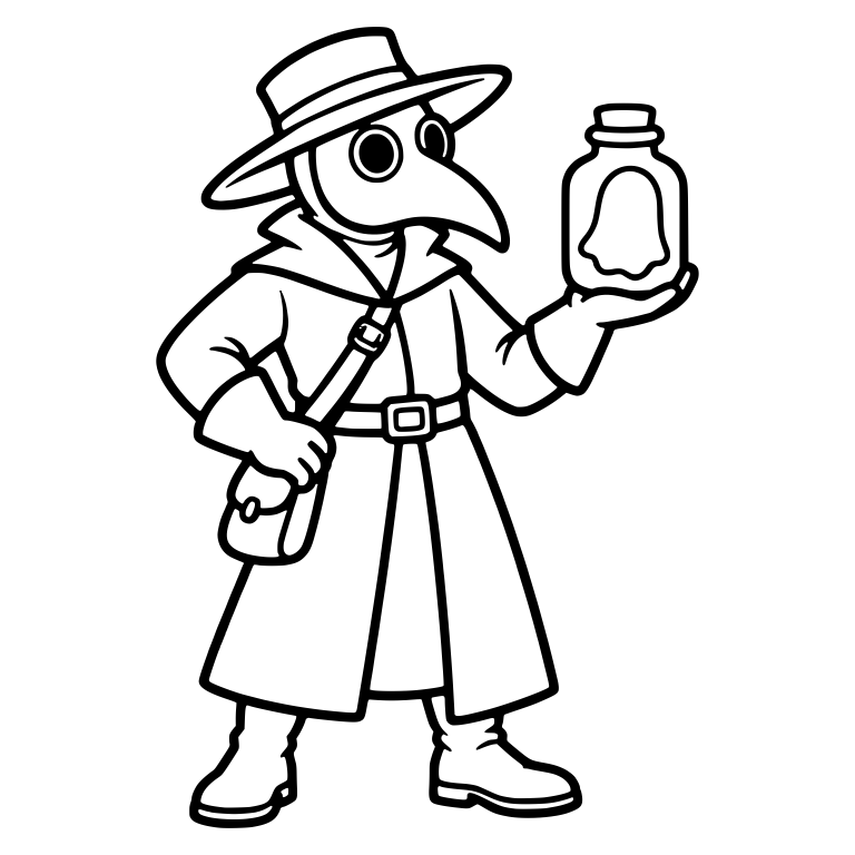Plague Doctor Holding A Jar With A Ghost Inside — free characters SVG cut file