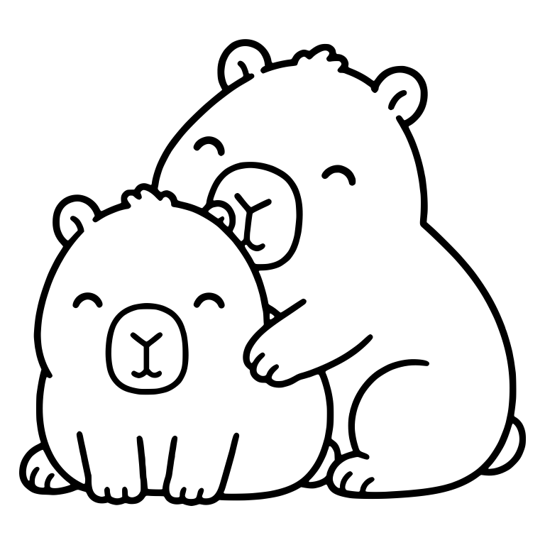 Capybara Pair with a Paw Wrapped Around a Friend — free animal SVG cut file