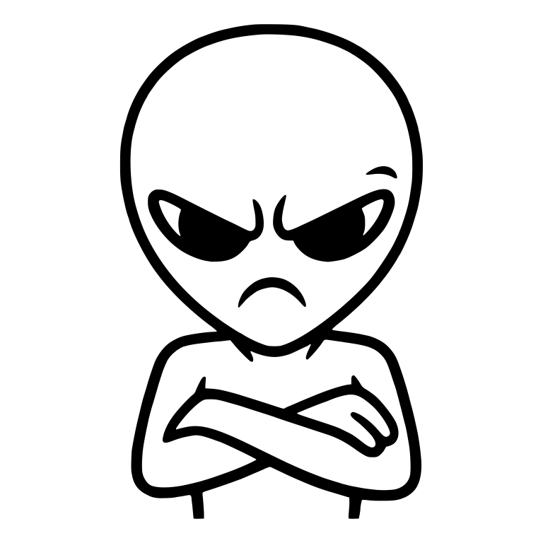 Grumpy Alien Glaring with Arms Crossed — free fantasy-creature SVG cut file