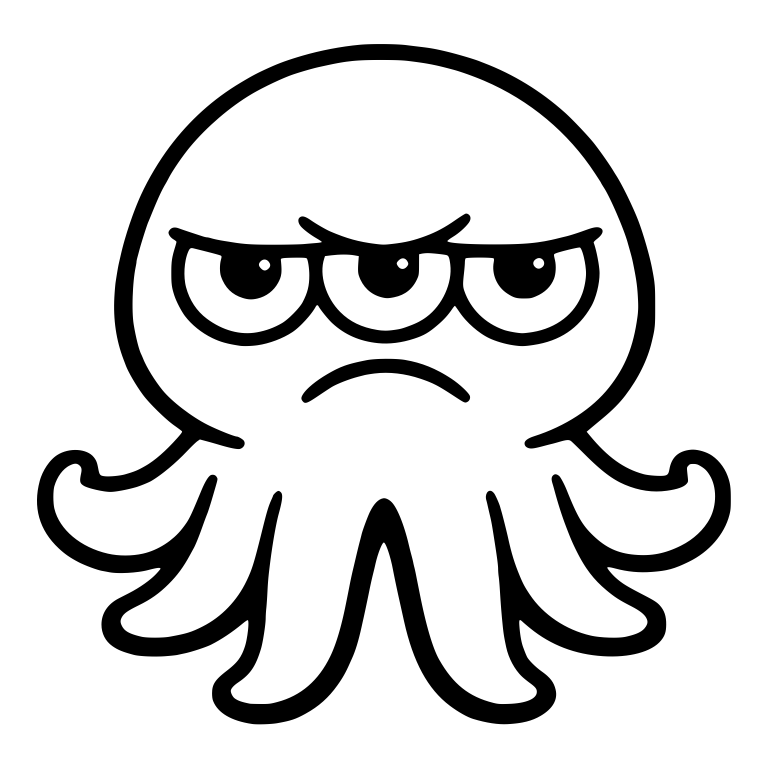 Three-Eyed Octopus Alien Frowning — free fantasy-creature SVG cut file