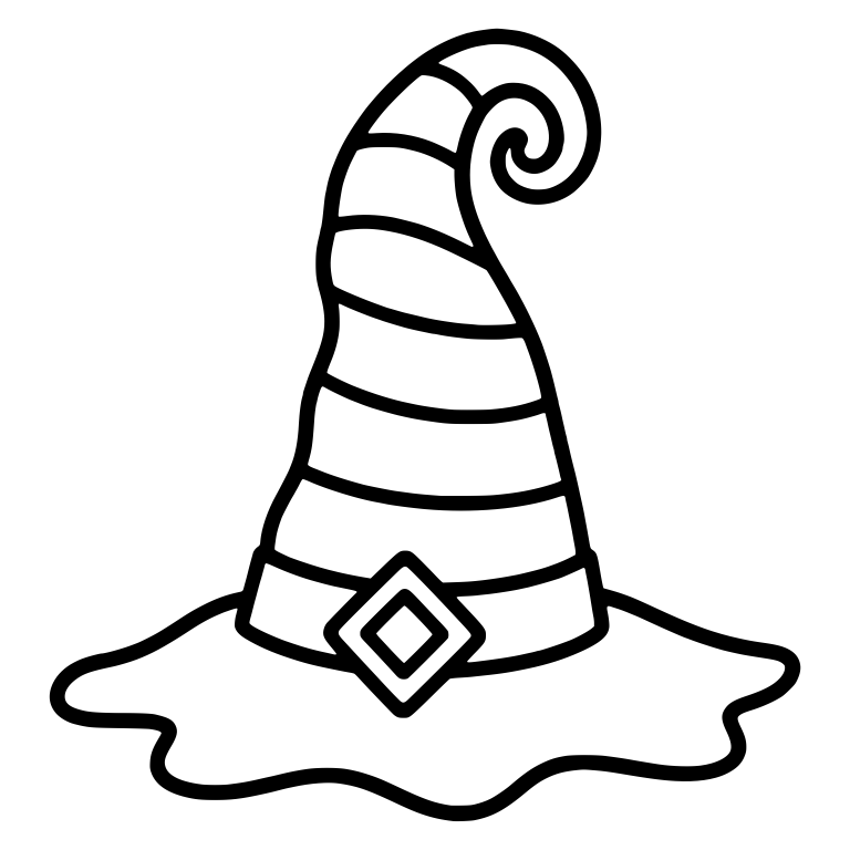 Striped Witch Hat with Spiral Tip and Diamond Buckle — free objects SVG cut file