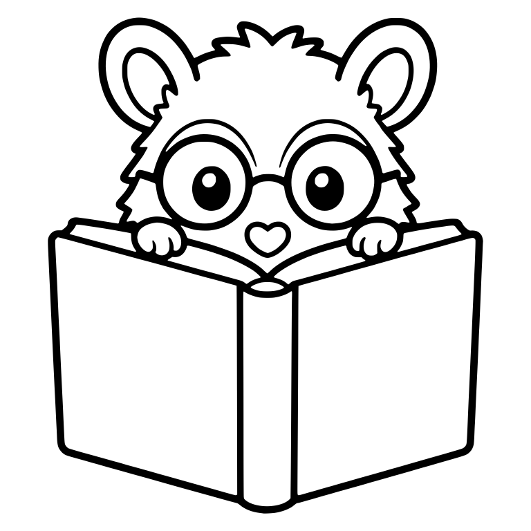 Opossum With Glasses Peeking Over a Big Open Book — free animal SVG cut file