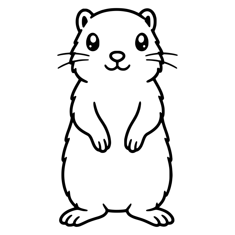 Standing Prairie Dog with Round Ears and Long Whiskers — free animal SVG cut file