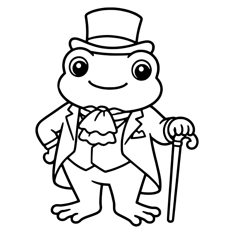Gentleman Frog in Top Hat Holding a Cane — free animal SVG cut file
