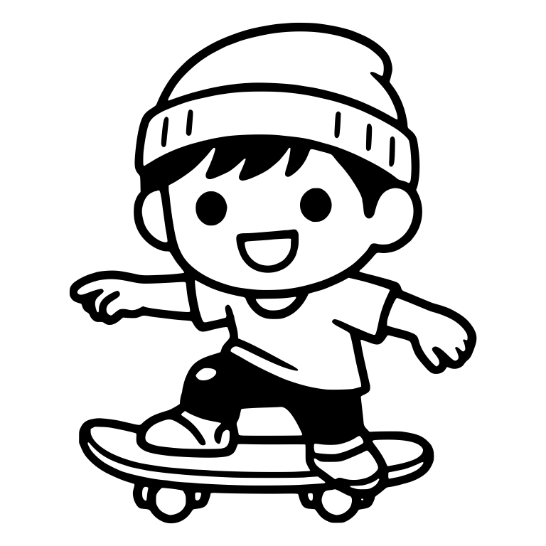 Happy Skater Boy in Beanie Riding Skateboard — free characters SVG cut file