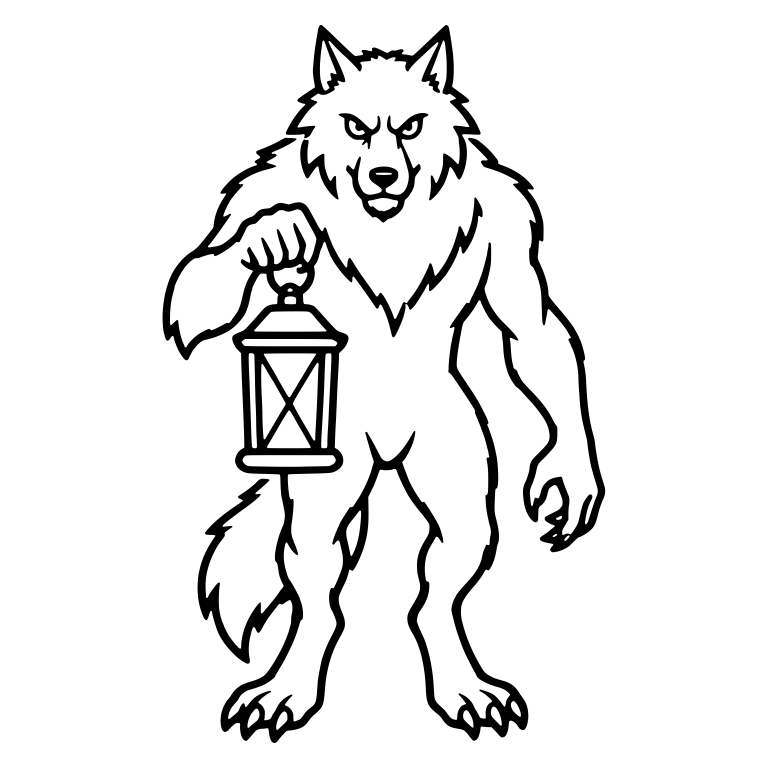 Standing Werewolf Holding A Lantern — free fantasy-creature SVG cut file
