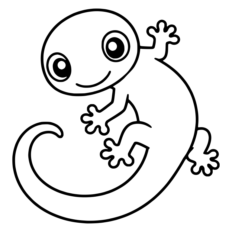 Smiling Gecko Curled in an S Shape Waving One Hand — free animal SVG cut file