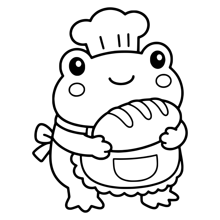 Baker Frog in Chef Hat Hugging a Loaf of Bread — free animal SVG cut file