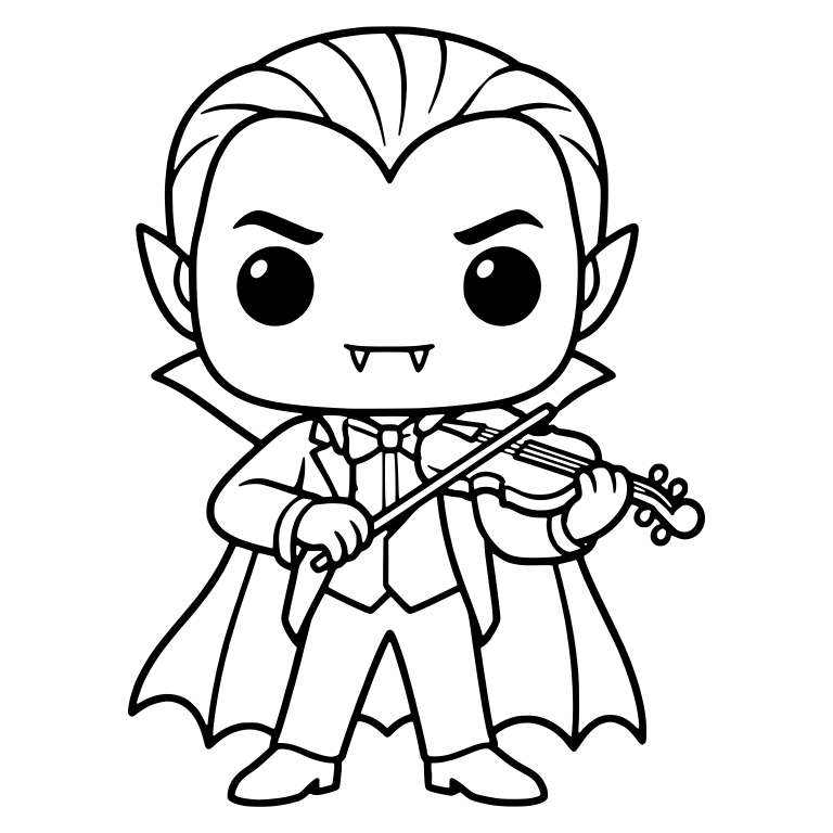Vampire Boy Playing Violin With High-Collar Cape — free fantasy-creature SVG cut file