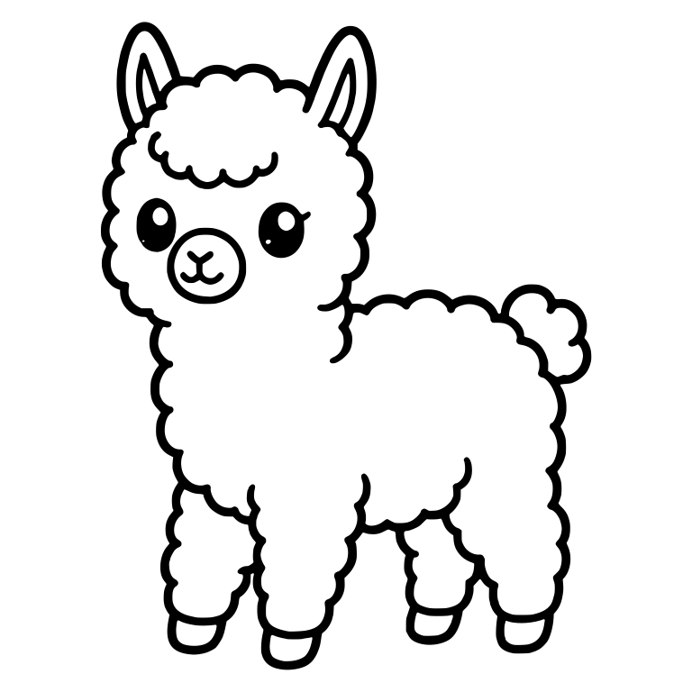 Standing Llama With Round Muzzle and Pom Tail — free animal SVG cut file