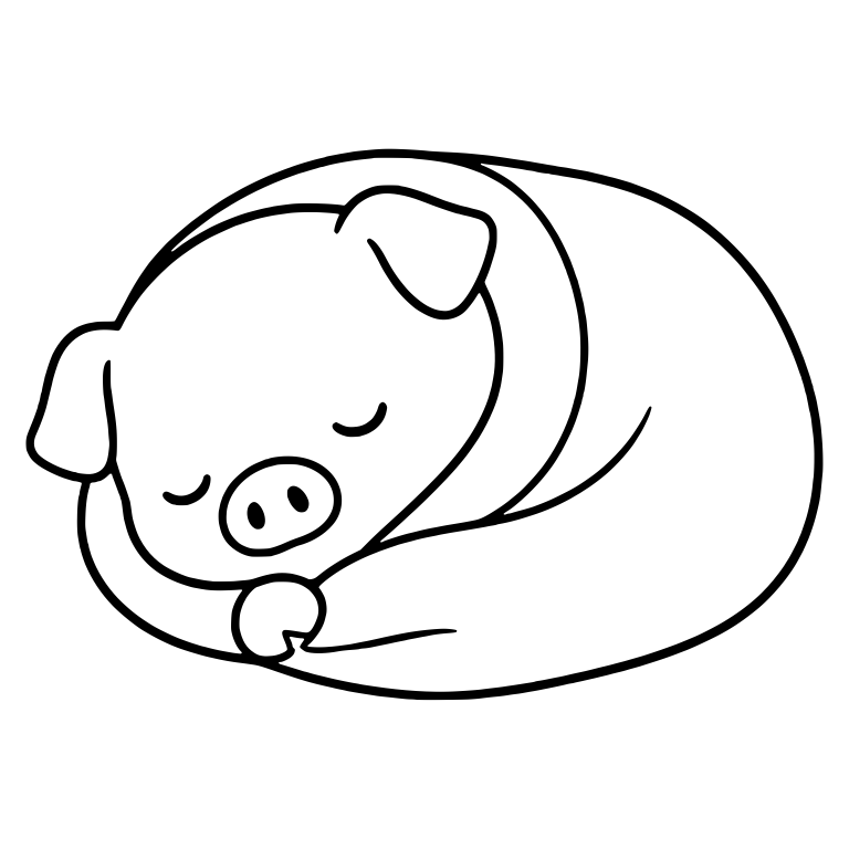 Sleeping Piglet Curled Up in a Cozy Blanket — free animal SVG cut file