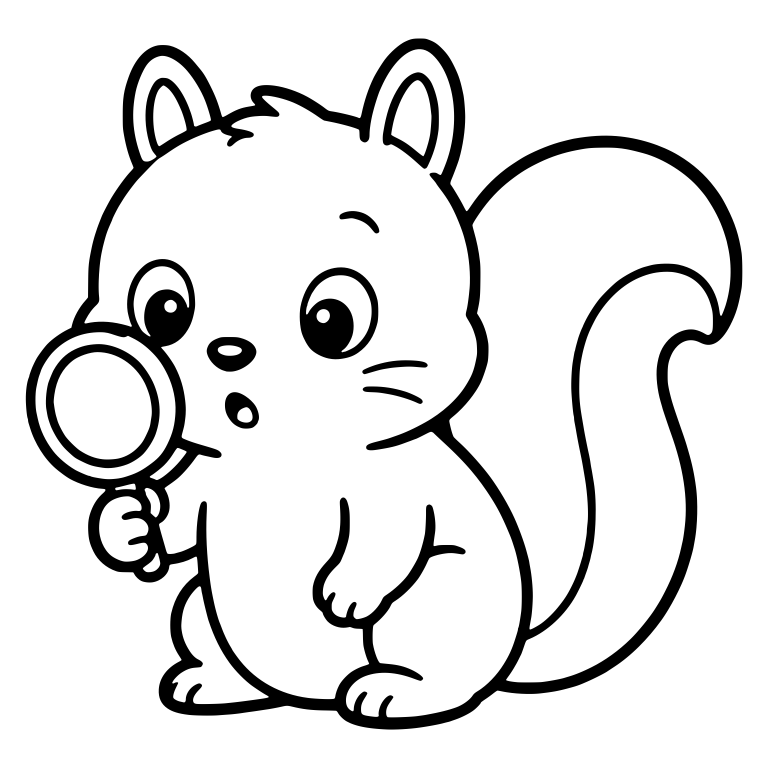 Curious Squirrel Peeking Through a Magnifying Glass — free animal SVG cut file