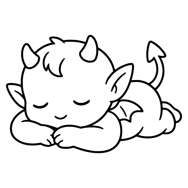 Baby Devil Sleeping on Its Tummy with Arrow Tail — free fantasy-creature SVG cut file