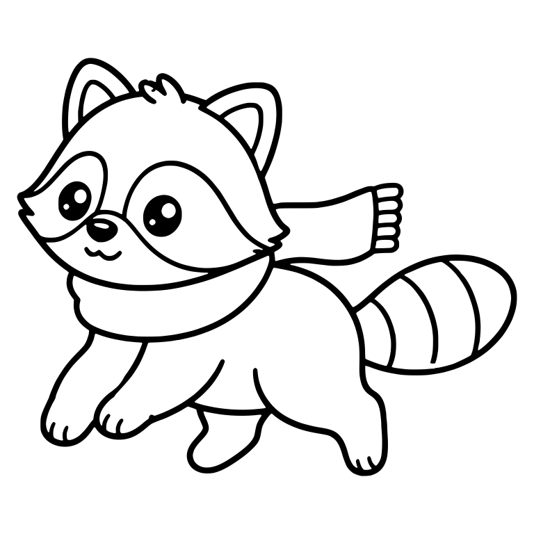 Running Raccoon with Scarf Flying Behind — free animal SVG cut file