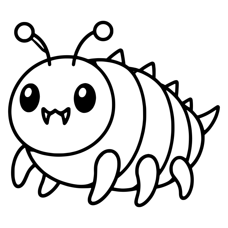 Spiky Caterpillar with Ball Antennae and Fangs — free insect SVG cut file