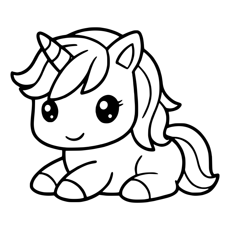 Lying Unicorn with Sparkly Eyes and Swept Forelock — free fantasy-creature SVG cut file