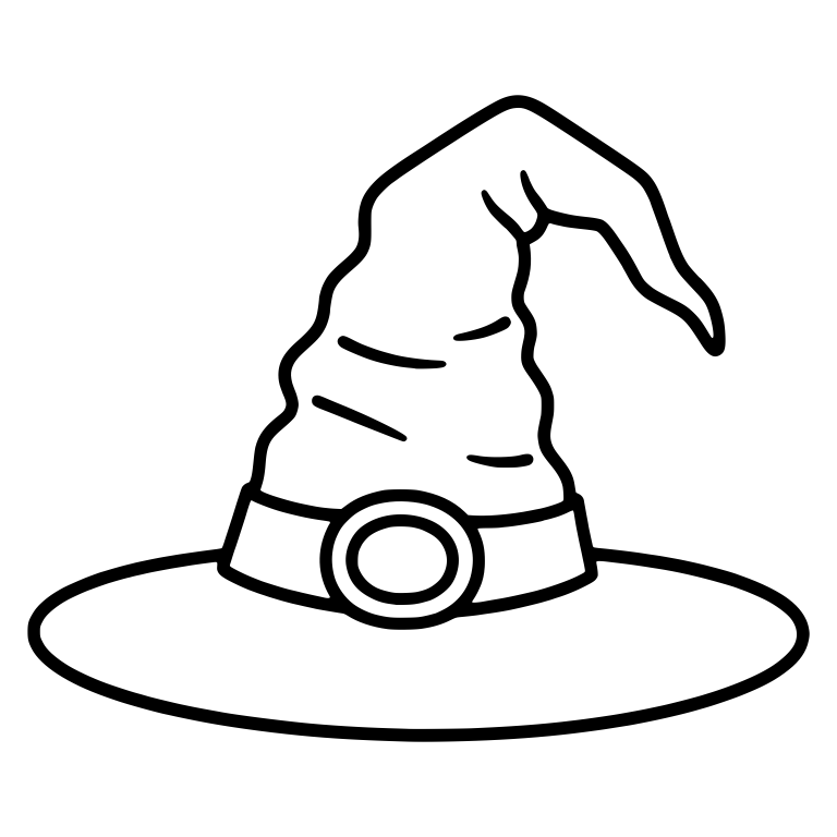 Wide-Brim Witch Hat with Wrinkled Cone and Oval Buckle — free objects SVG cut file