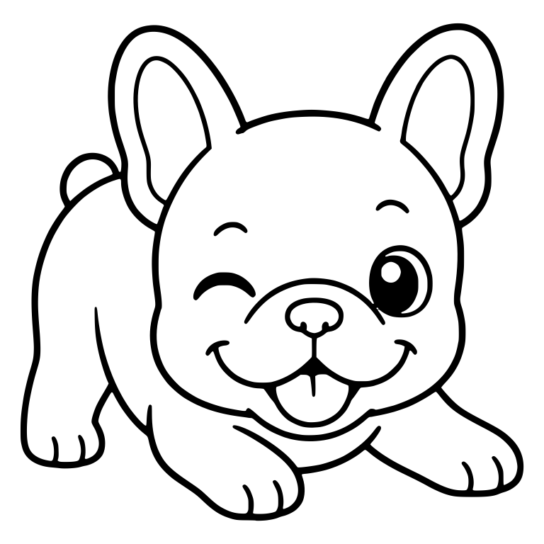 Playful Winking French Bulldog in Play Bow — free animal SVG cut file