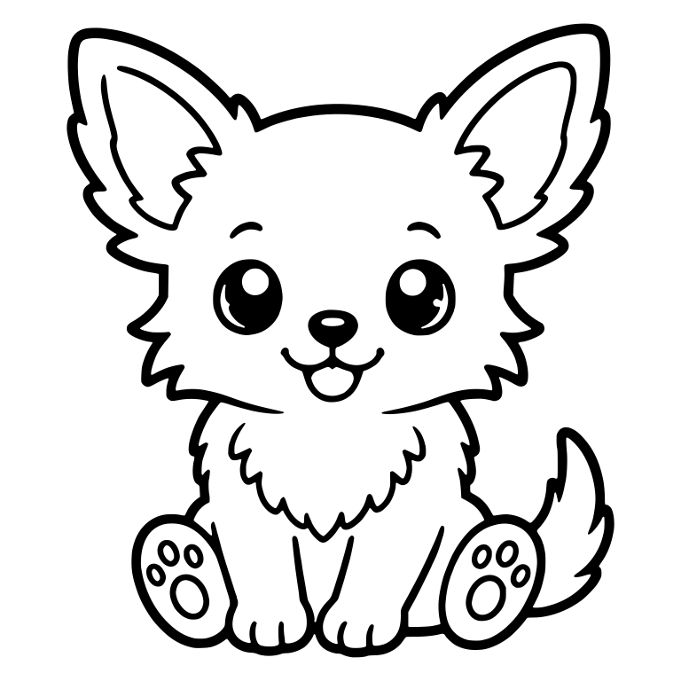 Fluffy Long-Haired Chihuahua Puppy Sitting With Paw Pads — free animal SVG cut file