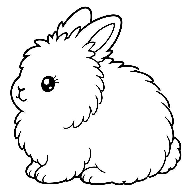 Angora Bunny Sitting In Profile With Long Eyelashes — free animal SVG cut file