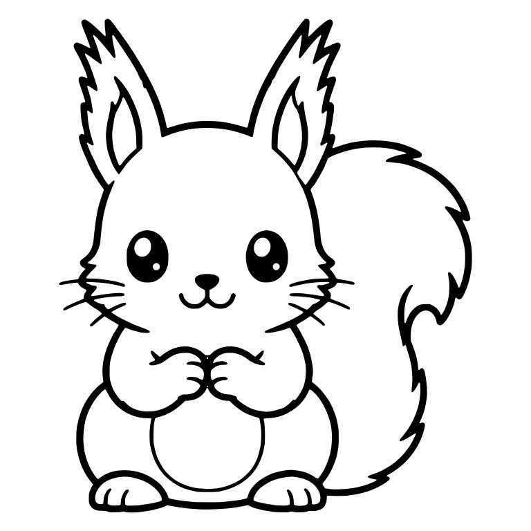 Whiskered Squirrel With Tall Ears and Clasped Paws — free animal SVG cut file