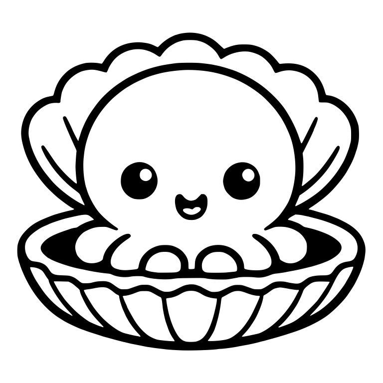 Octopus Sitting In An Open Clam Shell — free animal SVG cut file