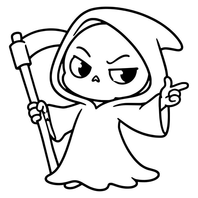 Sassy Grim Reaper Pointing Sideways Holding Scythe — free characters SVG cut file