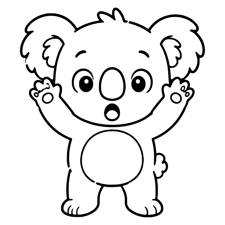Surprised Koala Standing With Both Arms Raised — free animal SVG cut file
