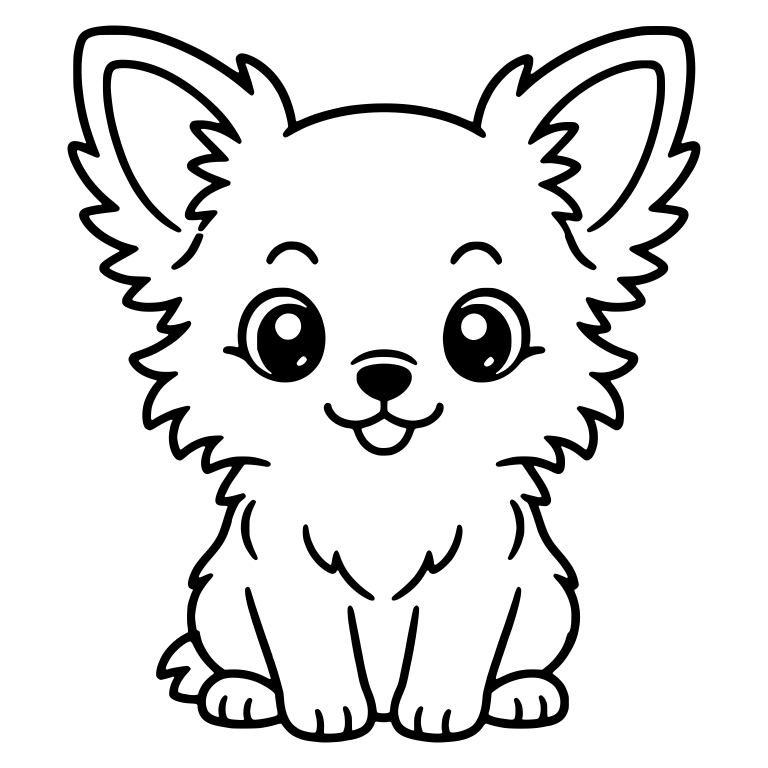 Longhair Chihuahua Sitting With Tongue Out and Eyebrows — free animal SVG cut file