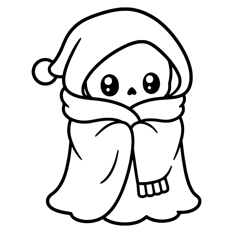 Grim Reaper Wrapped in Scarf and Pom-Pom Hood — free characters SVG cut file