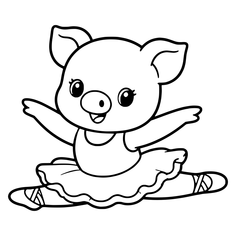 Ballerina Piglet Doing a Split Leap in Tutu — free animal SVG cut file