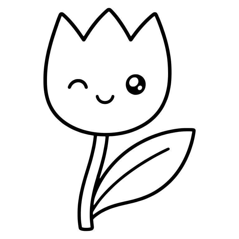 Winking Kawaii Tulip With Curved Stem — free floral SVG cut file