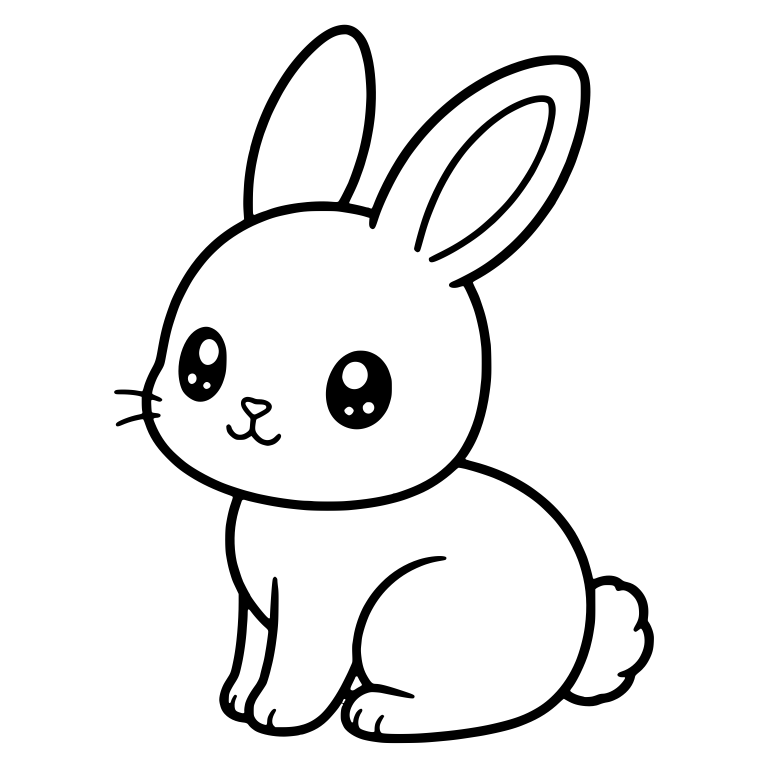 Cute Bunny Sitting in Three-Quarter View With Whiskers — free animal SVG cut file