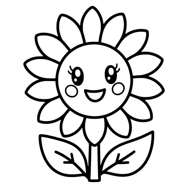 Sunflower With Pointed Petals And Lashed Eyes — free floral SVG cut file